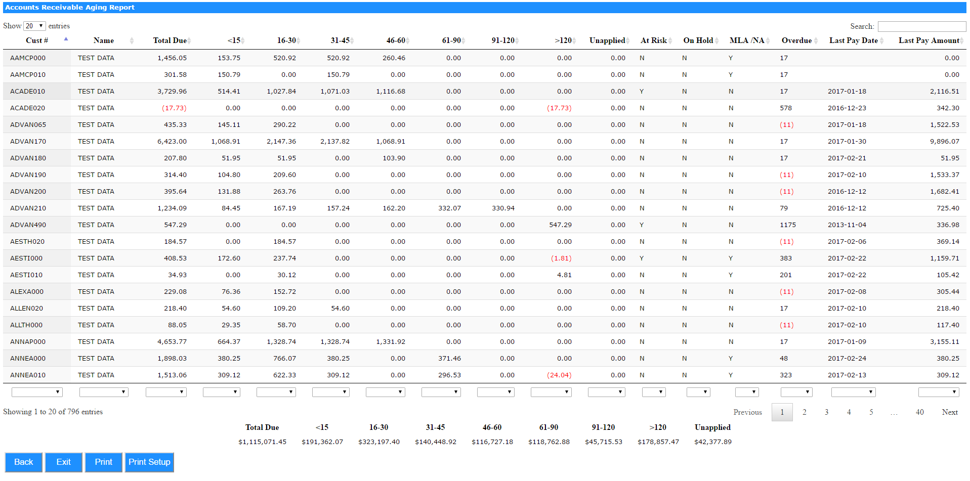 Filterable DataTable Report